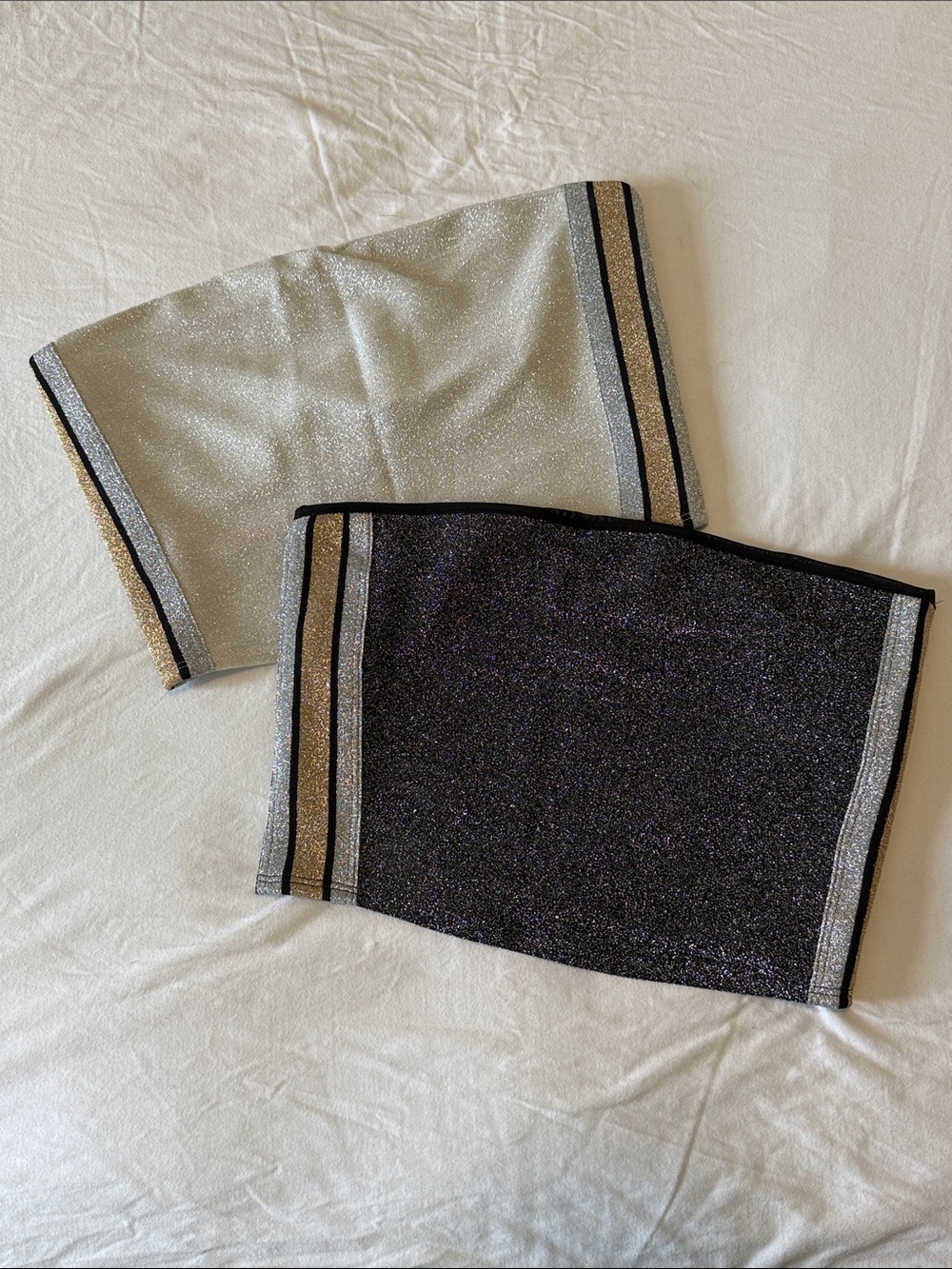 PINK Victoria's Secret Metallic Two-Tone Sparkle Tube Tops – Black & Silver